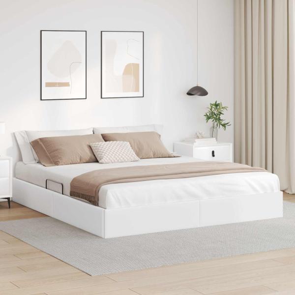 ARDEBO.de - Ottoman Bettgestell Reinweiß 180 x 200 cm Kunstleder