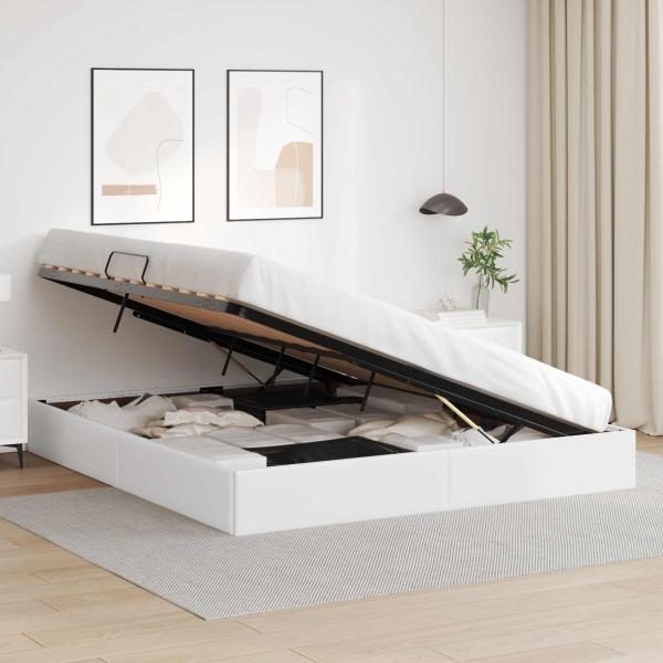 Ottoman Bettgestell Reinweiß 180 x 200 cm Kunstleder