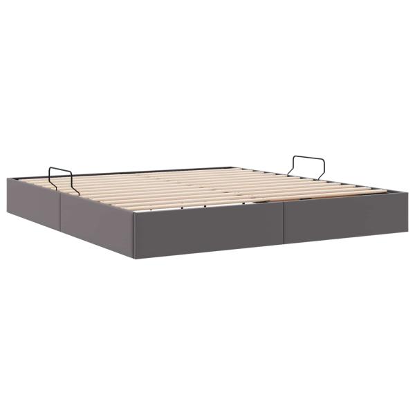 Ottoman Bettgestell mit Speicher Grau 180 x 200 cm Kunstleder