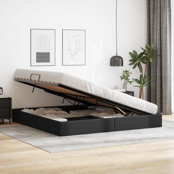 Ottoman Bettgestell Schwarz 200 x 200 cm Kunstleder