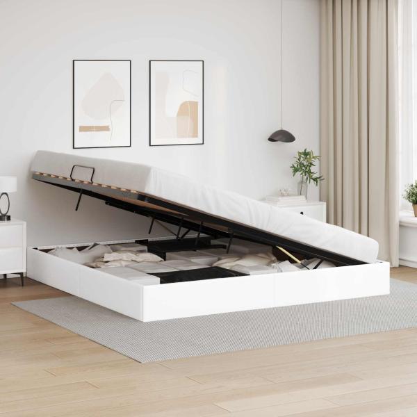 Ottoman Bettgestell Reinweiß 200 x 200 cm Kunstleder