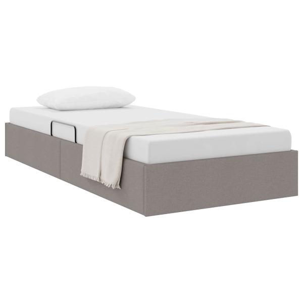 Ottoman Bettgestell mit Speicher Taupe 90 x 190 cm Stoff