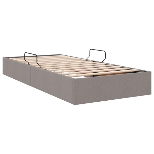 Ottoman Bettgestell mit Speicher Taupe 90 x 190 cm Stoff