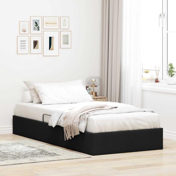 ARDEBO.de - Ottoman Bettgestell mit Speicher Schwarz 90 x 200 cm Stoff