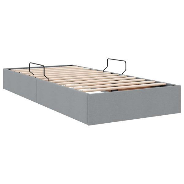 Ottoman Bettgestell mit Speicher Hellgrau 100 x 200 cm Stoff