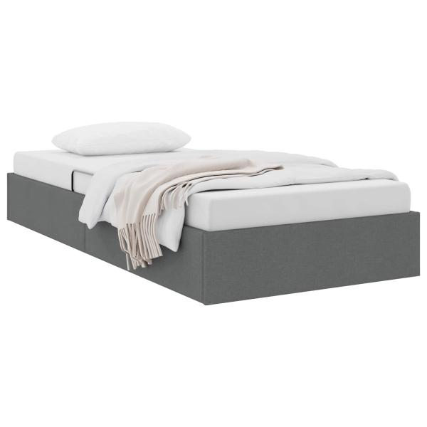 Ottoman Bettgestell mit Speicher Dunkelgrau 100 x 200 cm Stoff