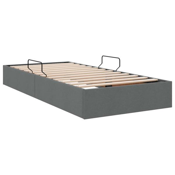 Ottoman Bettgestell mit Speicher Dunkelgrau 100 x 200 cm Stoff