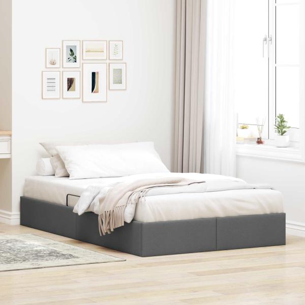 ARDEBO.de - Ottoman Bettgestell mit Speicher Dunkelgrau 120 x 200 cm Stoff
