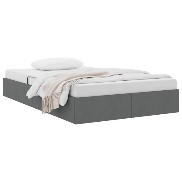 Ottoman Bettgestell mit Speicher Dunkelgrau 120 x 200 cm Stoff