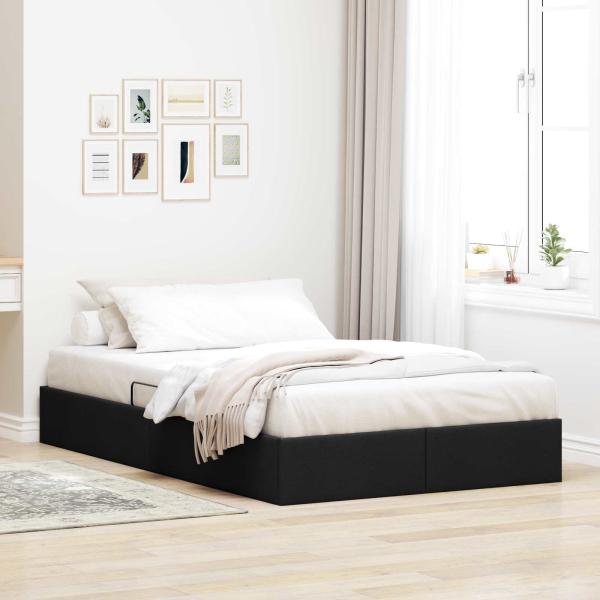 ARDEBO.de - Ottoman Bettgestell mit Speicher Schwarz 120 x 200 cm Stoff