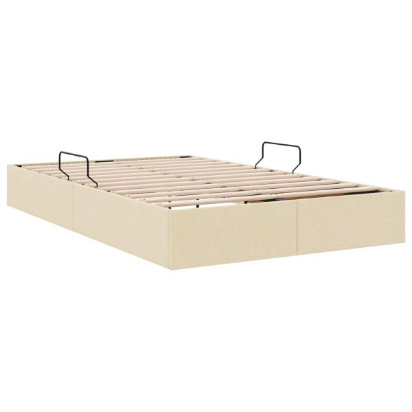Ottoman Bettgestell mit Speicher Creme 120 x 200 cm Stoff