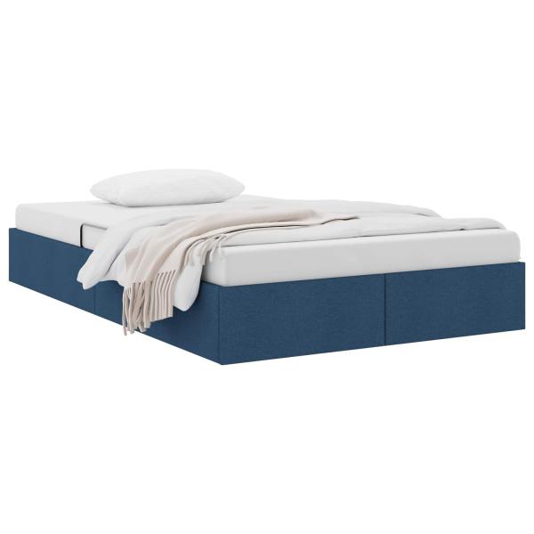 Ottoman Bettgestell mit Speicher Blau 120 x 200 cm Stoff
