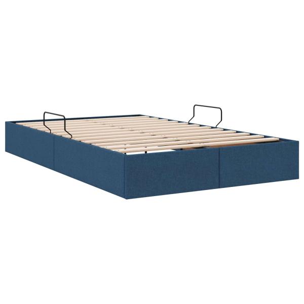 Ottoman Bettgestell mit Speicher Blau 120 x 200 cm Stoff