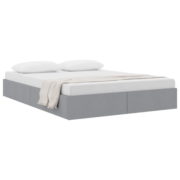 Ottoman Bettgestell mit Speicher Hellgrau 140 x 190 cm Stoff