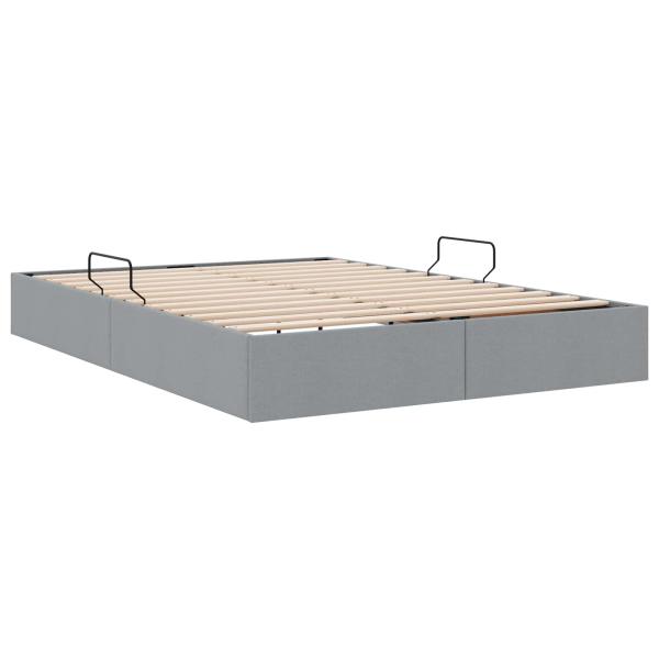 Ottoman Bettgestell mit Speicher Hellgrau 140 x 200 cm Stoff