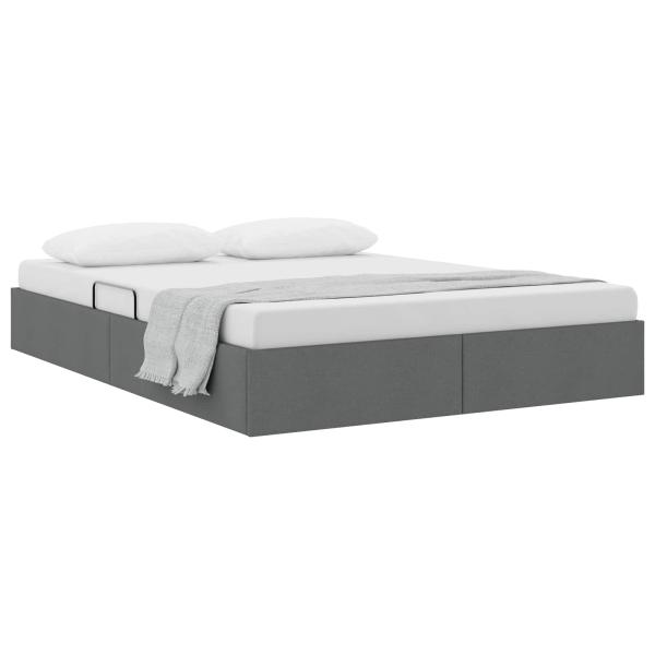 Ottoman Bettgestell mit Speicher Dunkelgrau 140 x 200 cm Stoff