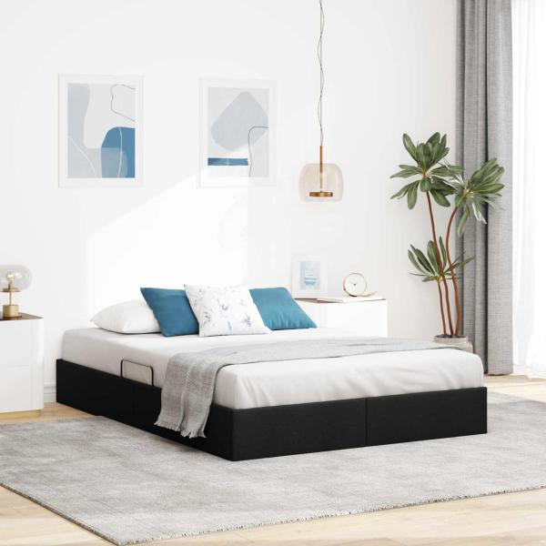 ARDEBO.de - Ottoman Bettgestell mit Speicher Schwarz 140 x 200 cm Stoff