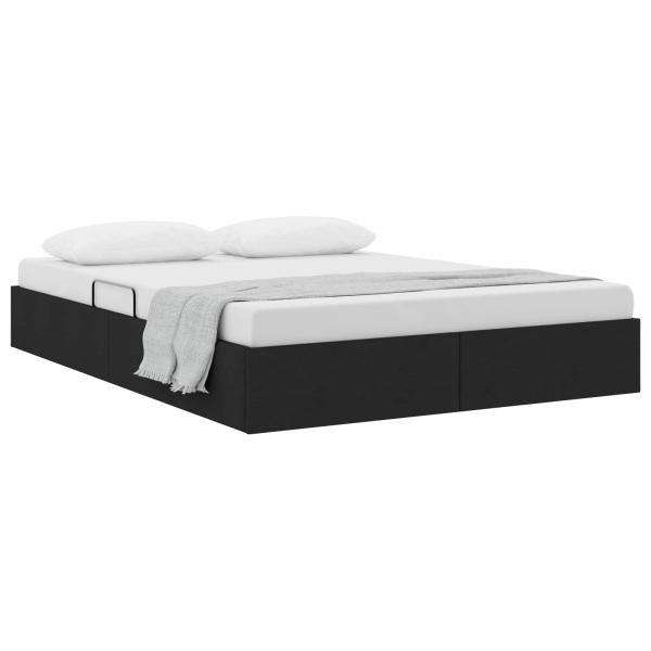 Ottoman Bettgestell mit Speicher Schwarz 140 x 200 cm Stoff