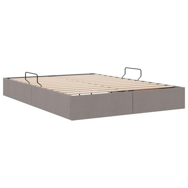 Ottoman Bettgestell mit Speicher Taupe 140 x 200 cm Stoff