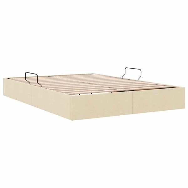 Ottoman Bettgestell mit Speicher Creme 140 x 200 cm Stoff
