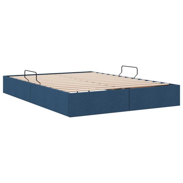 Ottoman Bettgestell mit Speicher Blau 140 x 200 cm Stoff