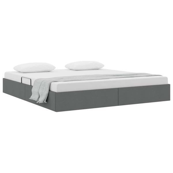 Ottoman Bettgestell mit Speicher Dunkelgrau 160 x 200 cm Stoff