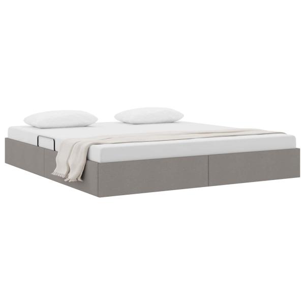 Ottoman Bettgestell mit Speicher Taupe 160 x 200 cm Stoff