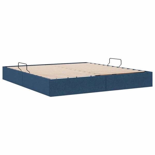 Ottoman Bettgestell mit Speicher Blau 160 x 200 cm Stoff