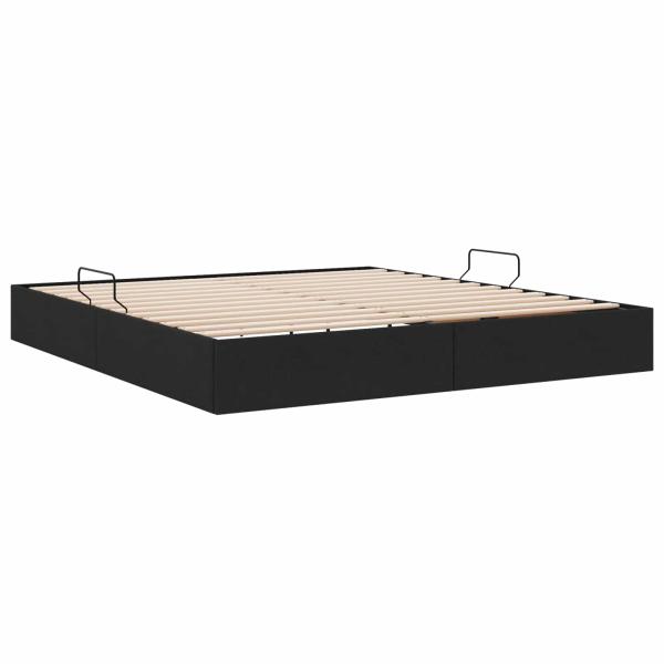 Ottoman Bettgestell mit Speicher Schwarz 180 x 200 cm Stoff