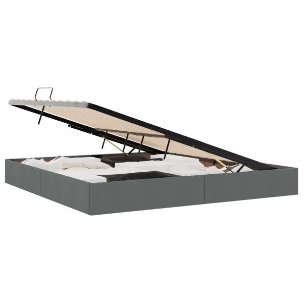 Ottoman Bettgestell mit Speicher Dunkelgrau 200 x 200 cm Stoff