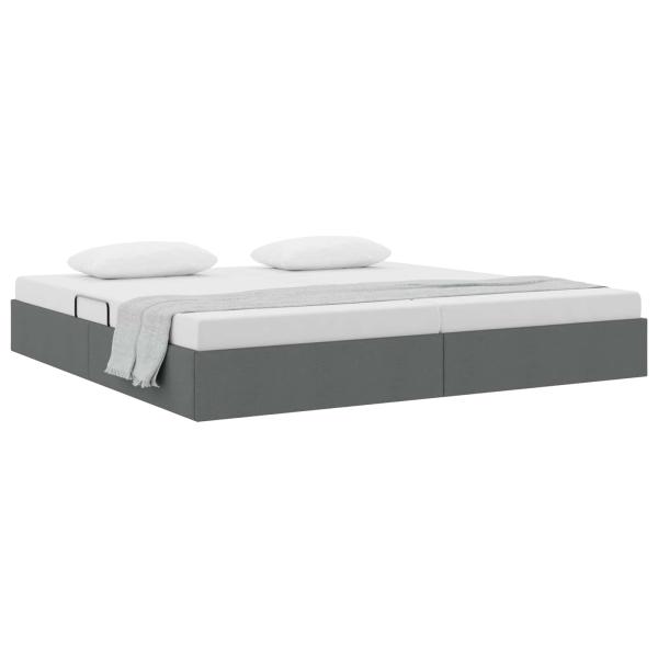 Ottoman Bettgestell mit Speicher Dunkelgrau 200 x 200 cm Stoff