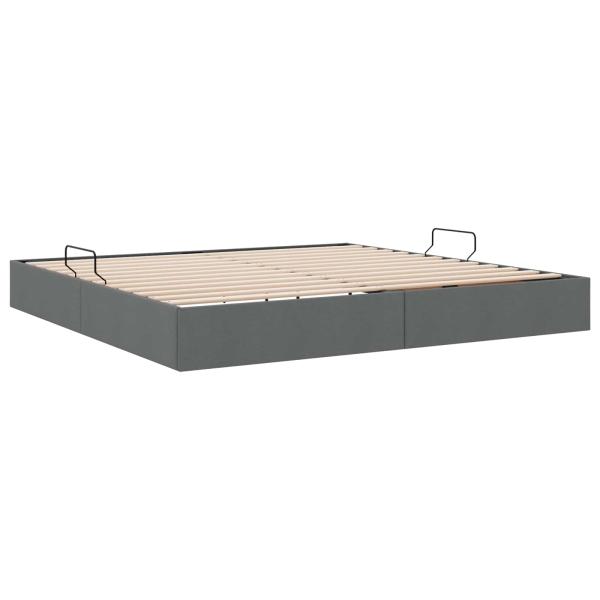 Ottoman Bettgestell mit Speicher Dunkelgrau 200 x 200 cm Stoff