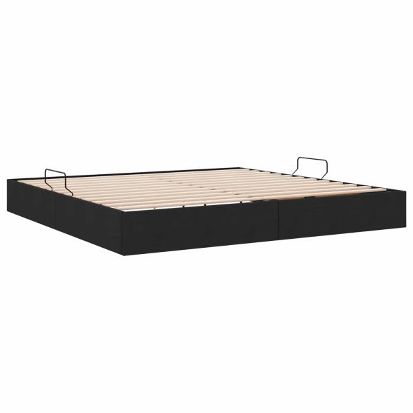 Ottoman Bettgestell mit Speicher Schwarz 200 x 200 cm Stoff