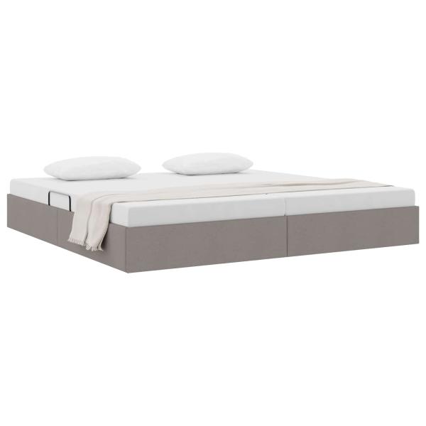 Ottoman Bettgestell mit Speicher Taupe 200 x 200 cm Stoff