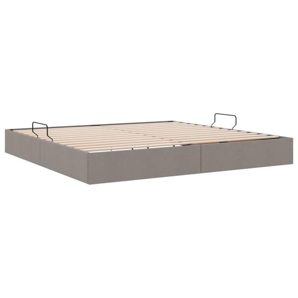 Ottoman Bettgestell mit Speicher Taupe 200 x 200 cm Stoff