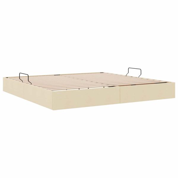 Ottoman Bettgestell mit Speicher Creme 200 x 200 cm Stoff