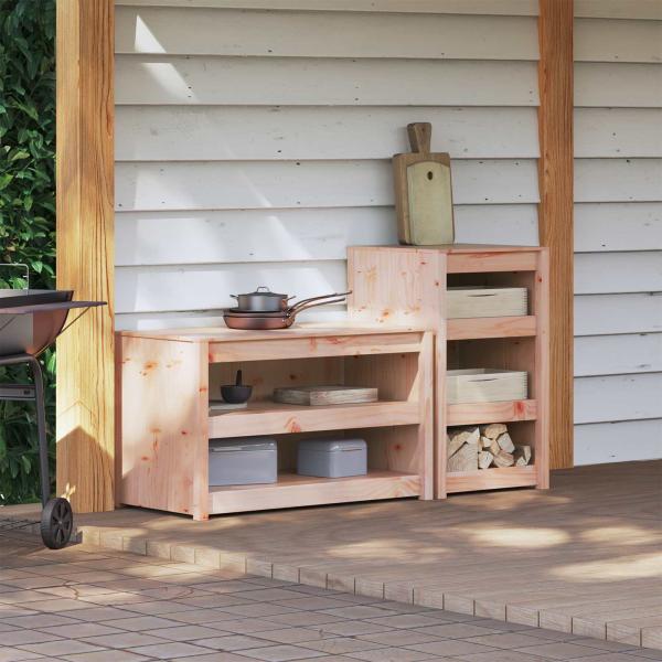 ARDEBO.de - Außenküchenschrank MEPPEL 2 stk. Weiß Massives Kiefernholz