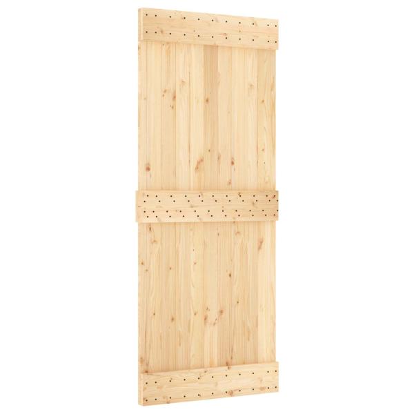 Schiebetür Natürlich und Schwarz 85 x 210 cm Massivkiefer