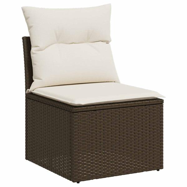 Sofa Set 5 stk. Braun und Creme Weiß Polyrattan und Stahl