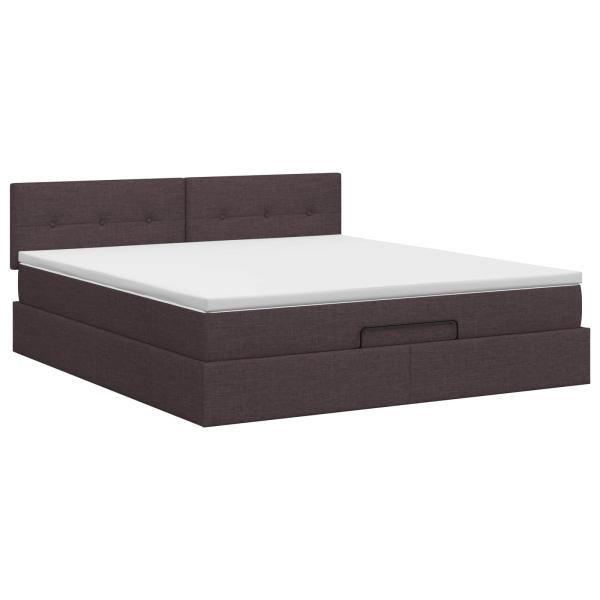 Ottoman Bett mit Matratze Dunkelbraun 140 x 200 cm Stoff