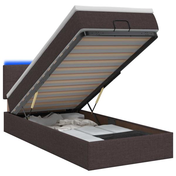 Ottoman-Bett mit Matratze und LED Dunkelbraun 100 x 200 cm