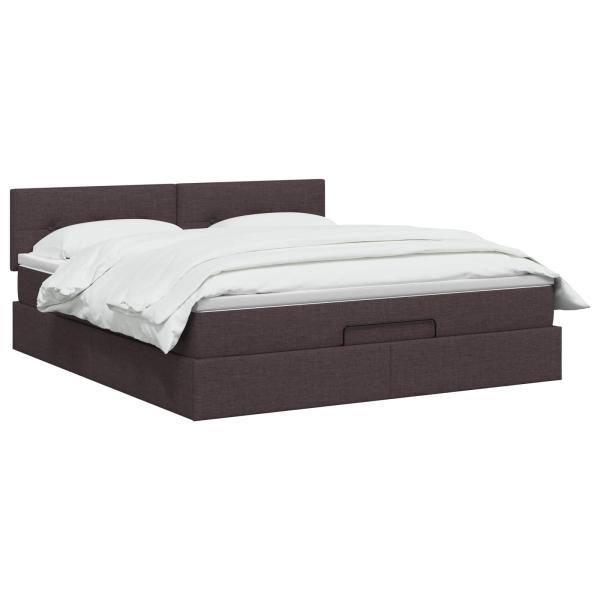 Ottoman-Bett mit Matratze und LED Dunkelbraun 140 x 200 cm