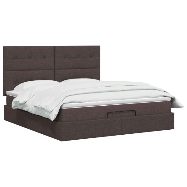 Ottoman Bett mit Matratze Dunkelbraun 140 x 200 cm Stoff