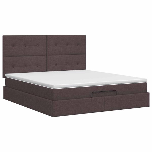 Ottoman Bett mit Matratze Dunkelbraun 140 x 200 cm Stoff