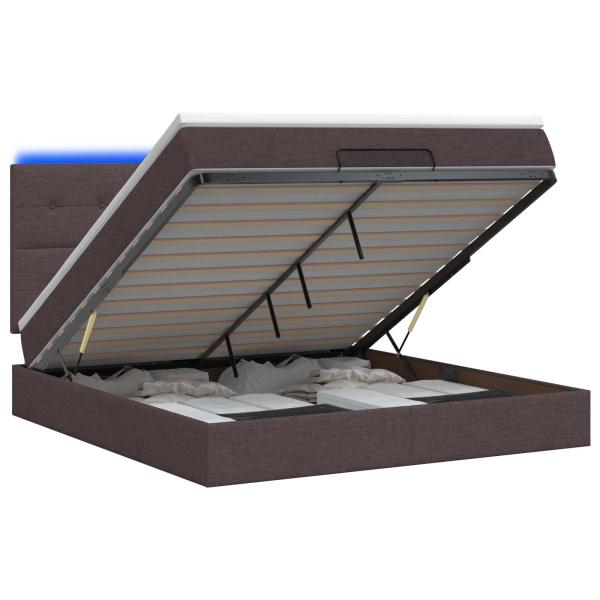 Ottoman-Bett mit Matratze und LED Dunkelbraun 140 x 200 cm