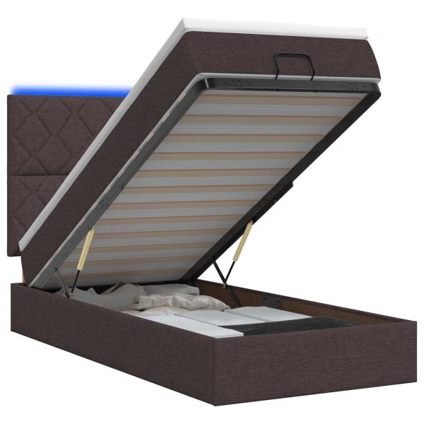 Ottoman-Bett mit Matratze und LED Dunkelbraun 100 x 200 cm