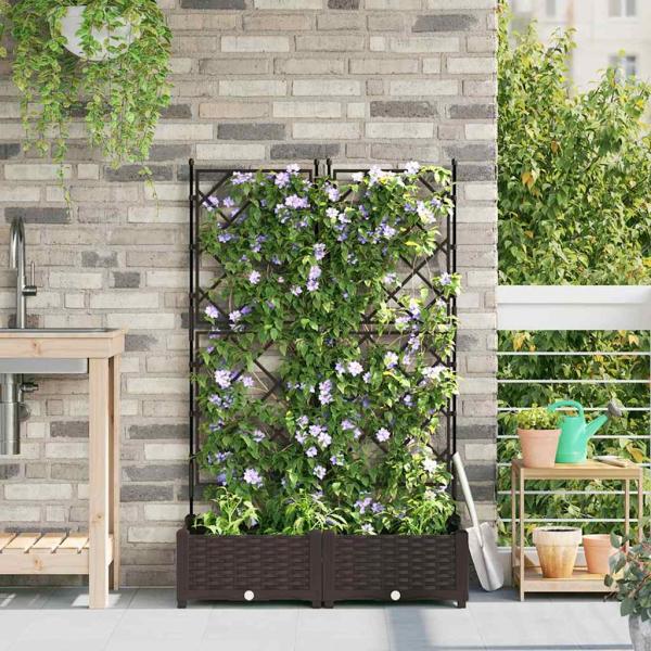 ARDEBO.de - Garten-Pflanzgefäß 2 stk. Braun 80 x 40 x 125,5 cm PP