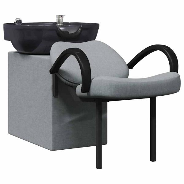 Shampoo Stuhl Hellgrau und Schwarz 136 x 60 x 92 cm Stoff
