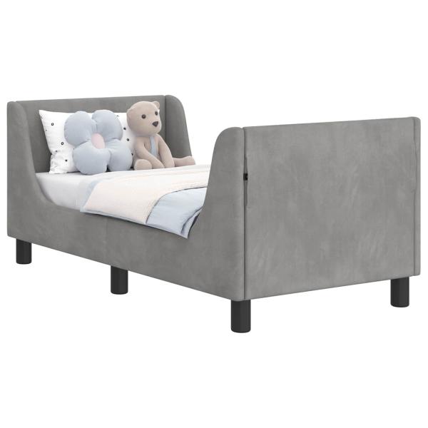Kinderbettgestell mit Kopfteil Hellgrau 70 x 140 cm Samt