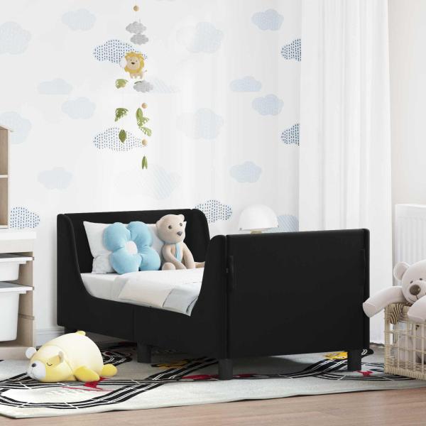 ARDEBO.de - Kinderbettgestell mit Kopfteil Schwarz 70 x 140 cm Samt